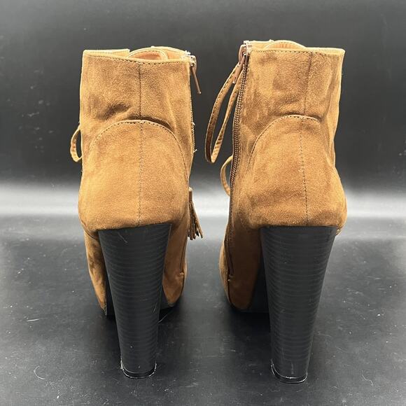 Torrid Womens 10 Brown Suede Lace Up Heeled Combat Booties - Picture 5 of 9